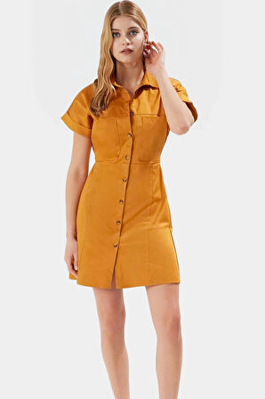 Pamuk Saten Mini Gömlek Elbise Günlük Şıklık İçin Viskoz Karışım Premium Kalite Özel Tasarım