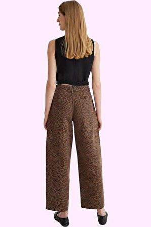 Kadın Leopar Desenli Baggy Jean Pantolon Pamuk Günlük Kombinler Yaz Aylarının Vazgeçilmezi