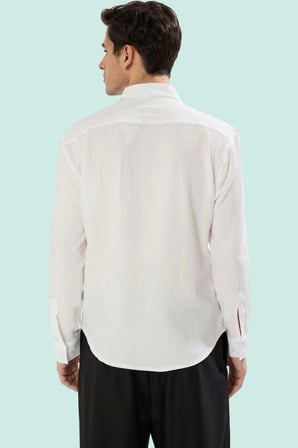 Erkek Dokulu Desenli Regular Fit Uzun Kollu Gömlek Yumuşak Dokuma Günlük Kullanım Hafta Sonu