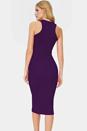 Kadın Midi Boy Örme Elbise 98 Pamuk 2 Elastan Rahat Yazlık Şık Görünüm Kullanım