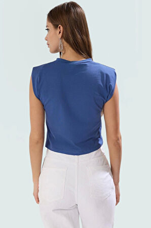 Kadın Bisiklet Yaka Crop Örme Bluz Rahat Yazlık Tasarım Premium Kalite Zarifane