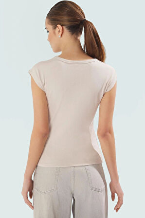 Kadın Viskoz Ribana Fitted Bluz Günlük Yazlık Rahat Kesim Özel Tasarım Seçkin Malzeme