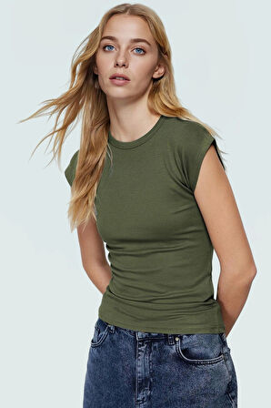 Kadın Viskoz Ribana Fitted Bluz Günlük Yazlık Rahat Kesim Özel Tasarım Seçkin Malzeme