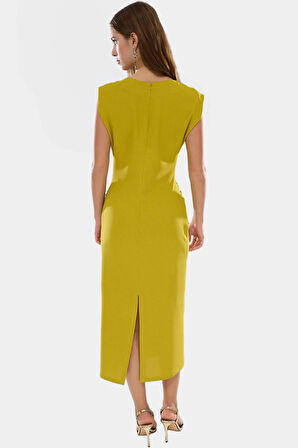 Şık Bodycon Midi Elbise Soft Krep Dokuma Polyester Kumaş Rahat Ve Yüksek Kalite