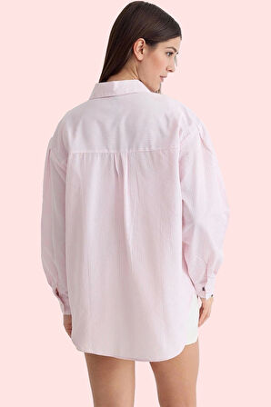 Kadın Oversize Çizgili Dokuma Gömlek Pamuklu Günlük Kombinler İçin Yaz Aylarının Vazgeçilmezi