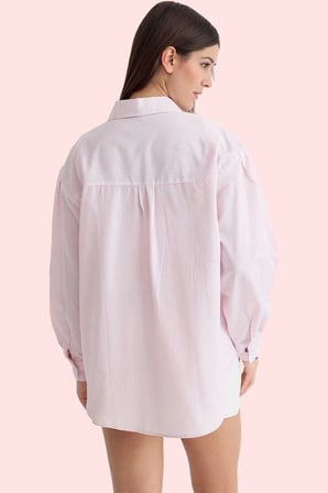 Kadın Oversize Çizgili Dokuma Gömlek Pamuklu Günlük Kombinler İçin Yaz Aylarının Vazgeçilmezi