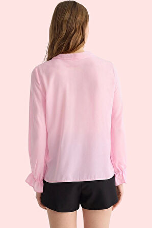 Kadın Basic Kalıp Uzun Kollu Balon Kol Gömlek Dantel Detaylı Günlük Kullanım Modern Tasarım