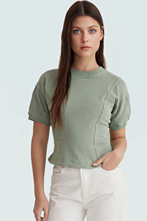 Bisiklet Yaka Fitted Kısa Kollu Örme Bluz Yazlık Rahat Mükemmel Uyum Günlük Kullanım İçin