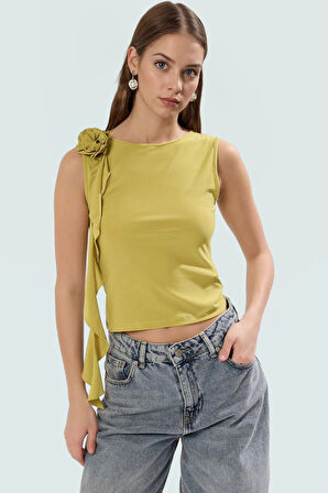 Kadın Bisiklet Yaka Fırfırlı Örme Bluz Günlük Şık Tarz Rahat Ve Mükemmel Uyum