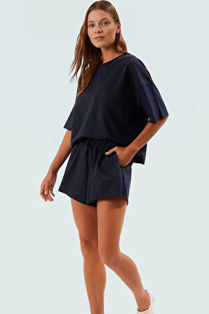Kadın Oversize Pamuklu Şortlu Takım Rahat Yazlık Mükemmel Uyum Modern Stil Kullanım