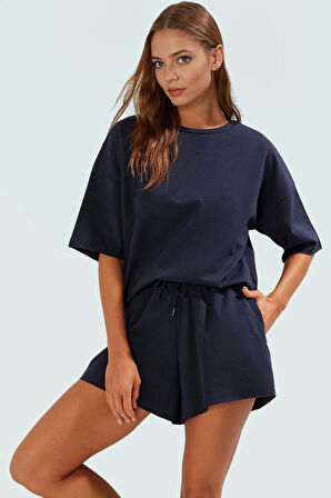 Kadın Oversize Pamuklu Şortlu Takım Rahat Yazlık Mükemmel Uyum Modern Stil Kullanım