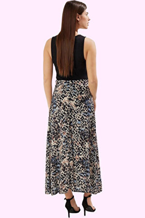 Kadın Midi Boy A Line Soyut Desenli Etek Viskoz Günlük Kombinler Yaz Aylarının Vazgeçilmezi