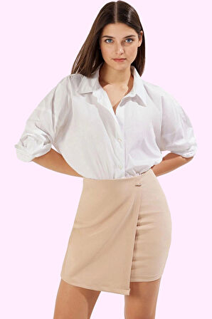 Kadın Mini Boy Dokuma Etek Kemerli Casual Günlük Stil Hafta Sonu Yaz Aylarının Vazgeçilmezi