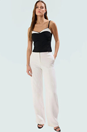 İnce Askılı Fitted Örme Bluz Yazlık Polyester Elastan Profesyonel Görünüm Konforlu Kesim