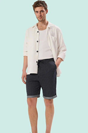 Erkek Çizgili Pamuklu Normal Bel Şort Rahat Günlük Yaz Modern Tasarım Stilin Buluştuğu Yer