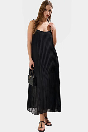 Maxi Piliseli A line Tül Elbise Örme Kumaş Rahat Günlük Stil Mükemmel Uyum Şık Görünüm