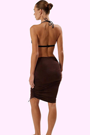 Kadın Mini Örme Büzgülü Plaj Etek Yaz Aylarının Vazgeçilmezi Günlük Kullanım Modern Tasarım