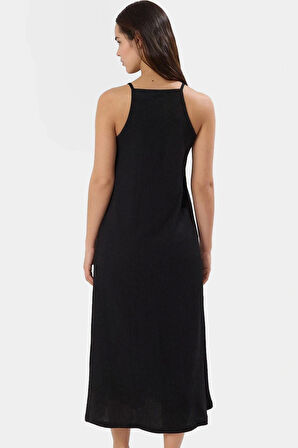 Şık Midi Halter Yaka Örme Elbise Günlük ve Özel Günler İçin Rahat Modern Stil