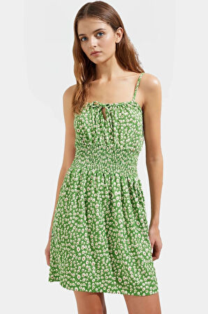 Çiçekli Mini Elbise Örme Kumaş Bodycon Kalıp Günlük Tarz Uzun Ömürlü Özenle Seçilmiş