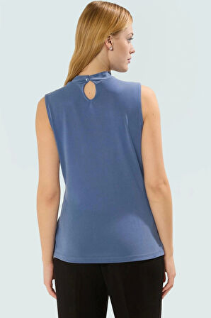 Kadın Asimetrik Kolsuz Örme Bluz Modal Polyester Günlük Şık Özenle Seçilmiş Kaliteli İşçilik