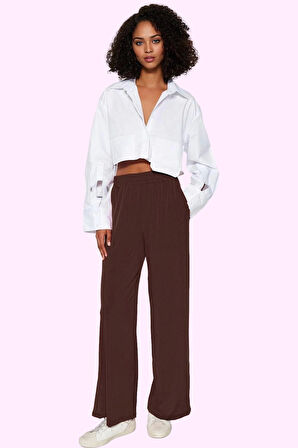 Kadın Geniş Paça Rahat Kesim Yüksek Bel Pantolon Yaz Aylarının Vazgeçilmezi Günlük Kullanım