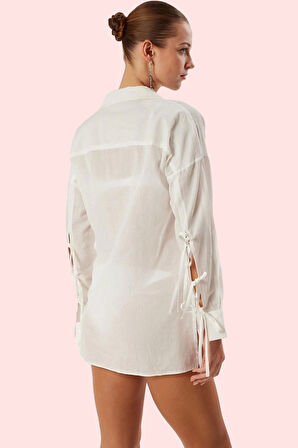 Kadın Pamuklu Bağlamalı Plaj Gömleği Yazlık Rahat Kesim Günlük Kullanım Yaz Aylarının Vazgeçilmezi