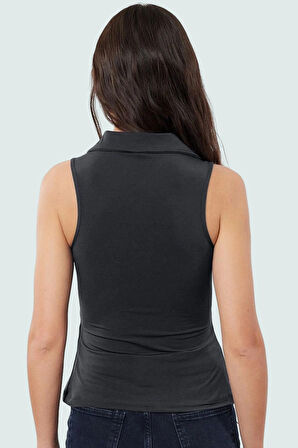 Kadın Fitted Polo Yaka Yazlık Örme Bluz Modern Stil Profesyonel Görünüm Konforlu Kesim