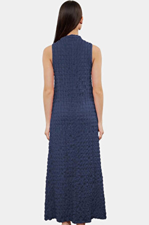 Maxi A line Bisiklet Yaka Örme Elbise Hafif Yazlık Günlük Seçkin Malzeme Özel Tasarım Modern Stil