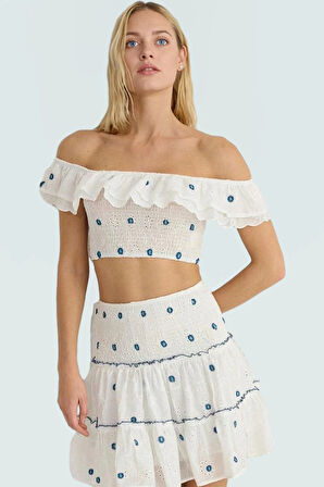 Brode Kumaş Kolsuz Fitted Crop Bluz Yazlık Günlük Stil Dayanıklı Malzeme Kullanım İçin