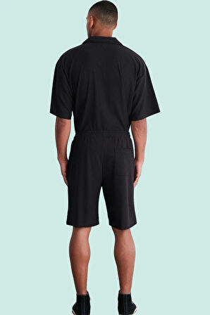 Erkek Geniş Paça Ottoman Dokuma Kısa Şort Rahat Kalıp Renk Günlük Kullanım Kaliteli Malzeme