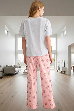 Kadın %100 Pamuklu Kısa Kollu Bisiklet Yaka Pijama Takımı Modern Stil Özenle Seçilmiş Rahat Ve Şık