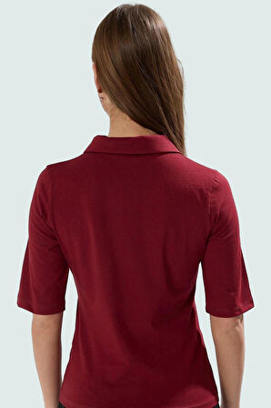 Melanj Polo Yaka Truvakar Kol Fitted Pamuklu Bluz Özel Tasarım Trend Özenle Seçilmiş