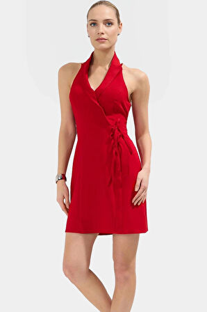 Mini Ceket Elbise Yazlık Dokuma Polyester Elastan Modern Stil Trend Tasarım Şık Görünüm