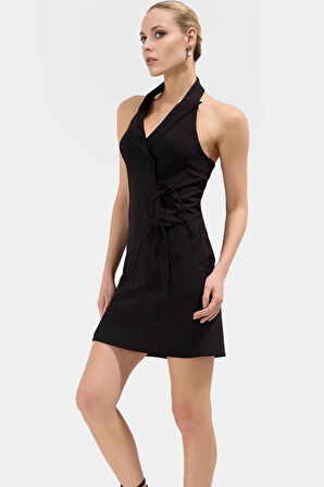 Mini Ceket Elbise Yazlık Dokuma Polyester Elastan Modern Stil Trend Tasarım Şık Görünüm