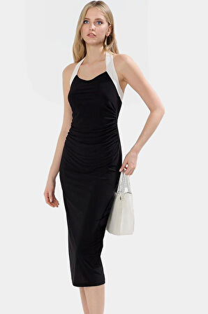 Yazlık Midi Boy Bodycon Elbise Örme Kumaştan Rahat ve Şık Konforlu Kesim Günlük Kullanım İçin