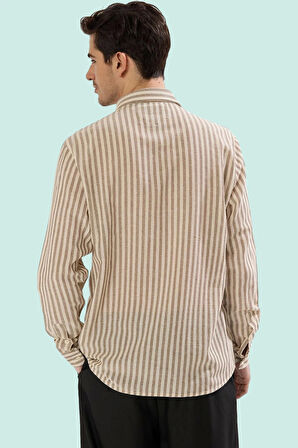 Erkek Regular Fit Çizgili Dokuma Gömlek Standart Kol Günlük Kullanım Yaz Aylarının Vazgeçilmezi