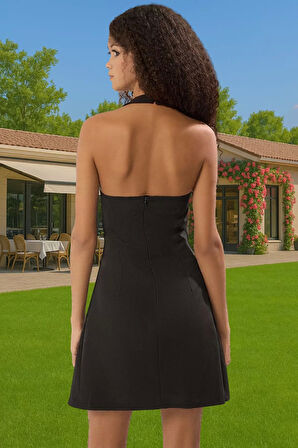 Siyah Beyaz A Kesim Dokuma Kısa Abiye Elbise Mezuniyet Balo Dayanıklı Malzeme Trend Tasarım