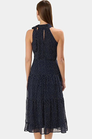 Şifon Dokuma A line Puantiyeli Elbise Yazlık Yüksek Kalite Şık Görünüm Modern Stil