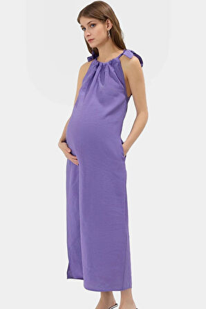 Maxi Modal Elbise Düz Kesim Halter Yaka Günlük Yazlık Giysi Modern Stil Konforlu