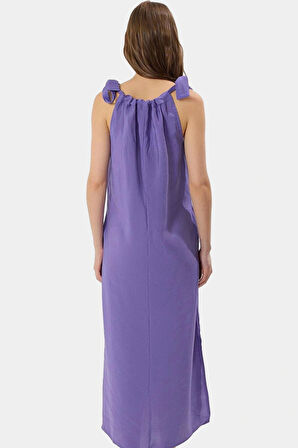 Maxi Modal Elbise Düz Kesim Halter Yaka Günlük Yazlık Giysi Modern Stil Konforlu