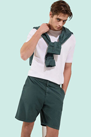 Erkek Pamuklu Bağcıklı Şort Rahat Kalıp Keten Görünümlü Yaz Aylarının Vazgeçilmezi Günlük Kullanım