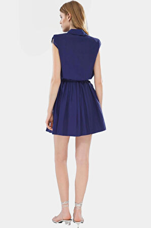 Yazlık Mini Piliseli Gömlek Yaka Elbise Pamuklu Polyester Günlük Tarz Özenle Seçilmiş Konforlu Kesim