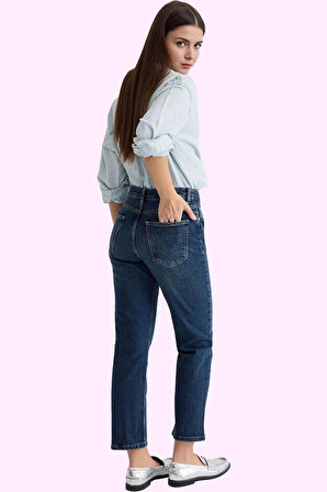 Kadın Yüksek Bel Straight Jean Uzun Boy Denim Günlük Stil Hafta Sonu Yaz Aylarının Vazgeçilmezi