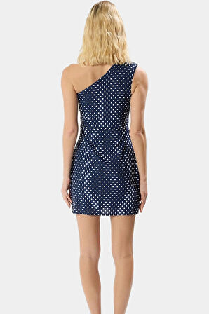 Tek Omuz Bodycon Mini Elbise Polyester Dokuma Mat Saten Yazlık Premium Kalite Şık Görünüm