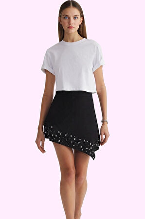 Kadın Asimetrik Mini Etek Finike Dokuma Yüksek Bel Şık Tasarım Günlük Kullanım Özel Günler