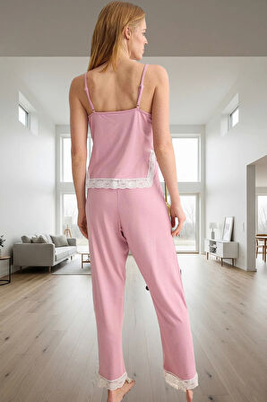 Kadın Viskoz Örme Pijama Takımı İnce Askılı Regular Kalıp Özenle Seçilmiş Seçkin Malzeme