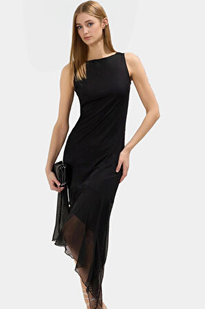 Asimetrik Midi Bodycon Elbise Örme Polyester Yazlık Günlük Dayanıklı Malzeme Premium Kalite