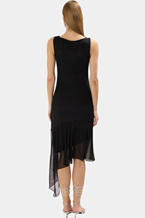 Asimetrik Midi Bodycon Elbise Örme Polyester Yazlık Günlük Dayanıklı Malzeme Premium Kalite
