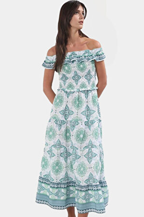 Maxi Çiçekli Desenli Yazlık Pamuklu Elbise Rahat A Kesim Günlük Stil Uzun Ömürlü Premium Kalite