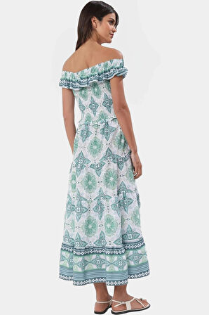 Maxi Çiçekli Desenli Yazlık Pamuklu Elbise Rahat A Kesim Günlük Stil Uzun Ömürlü Premium Kalite